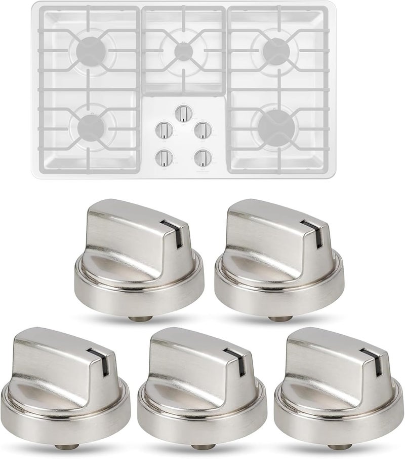 Gesleben 5Pcs Upgraded WB03X29300 Gas Stove Knobs for GE Range Surface Burner Knob, Gas Range Knobs Replacements for JGP3030SL1SS JGP3030SL2SS Cooktop Knob Replace for GE Part Number AP6301265 4585904 - Image 1